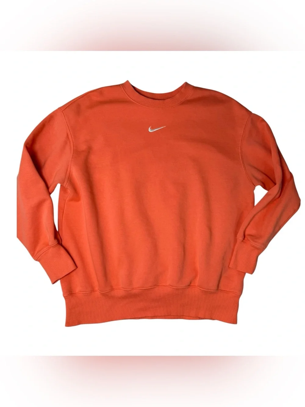 Nike Orange Embroidered Swoosh Crewneck Sweatshirt S